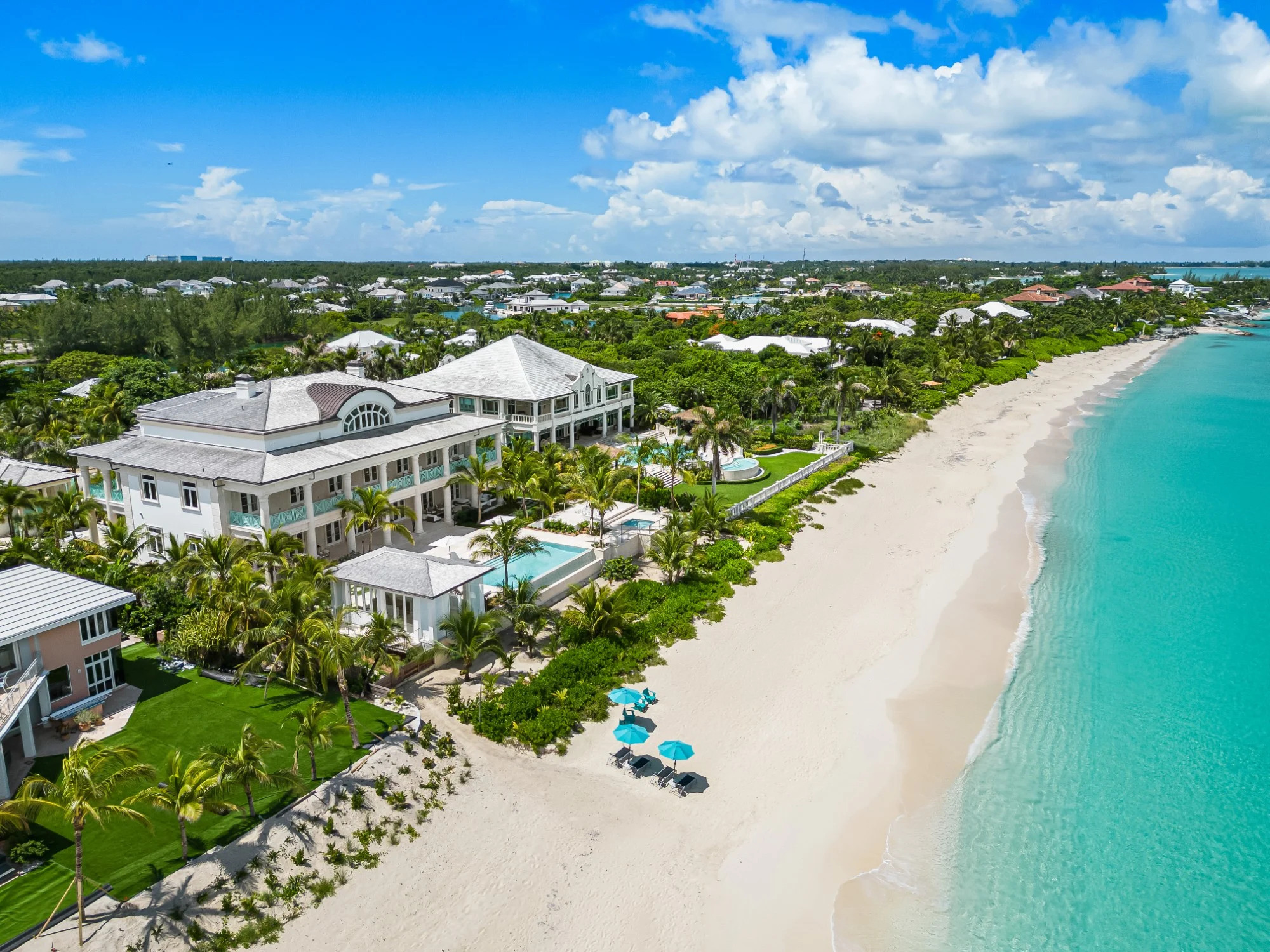 Luxury beachfront Villa Oceane in Old Fort Bay, Nassau, The Bahamas with ocean views and private pool