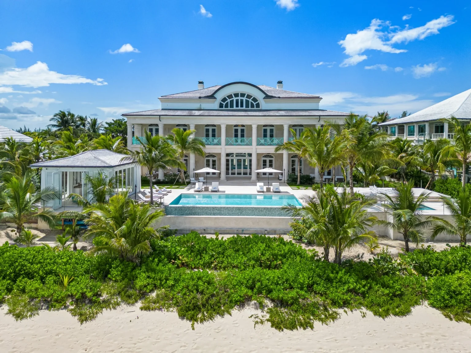 Bahamas luxury vacation home oceanfront aerial view