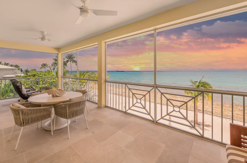 Aerial view of established and emerging Caribbean island developments along the coastline